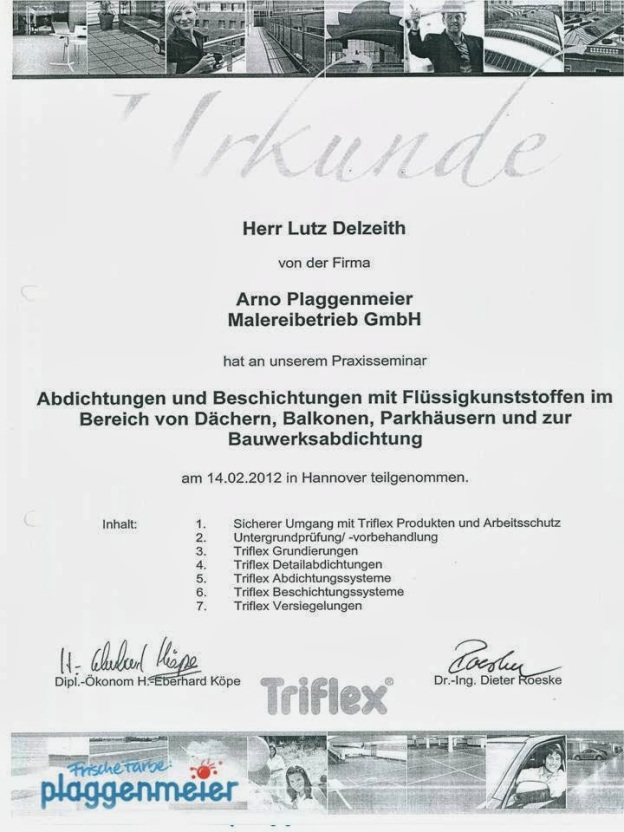 Triflex Zertifizierung für unser Unternehmen