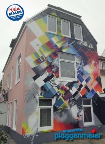 Graffiti - Fassade in Bremen, gestaltet vom Superkünstler Markus Genesius!